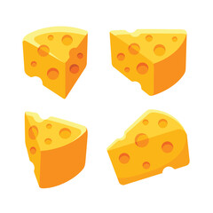 Cheese slice in cartoon style isolated on white background vector illustration