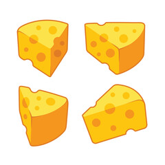 Cheese slice in cartoon style isolated on white background vector illustration