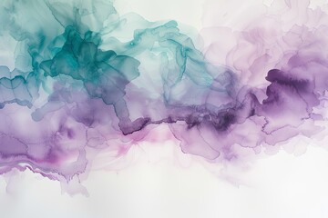 watercolor blurs of purple and turquoise, neutral white background