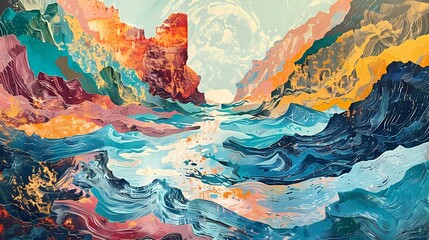 Seaside cliff scenery illustration poster background