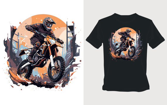 Daring dirt bike stunt Cartoon vector for adventurous t-shirt design