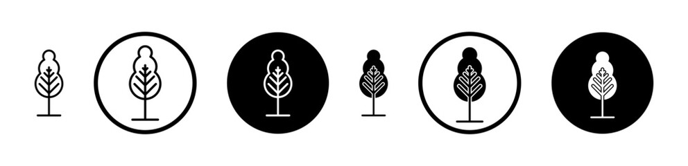 Simple oak forest tree line icon set. Tree line icon suitable for apps and websites UI designs.