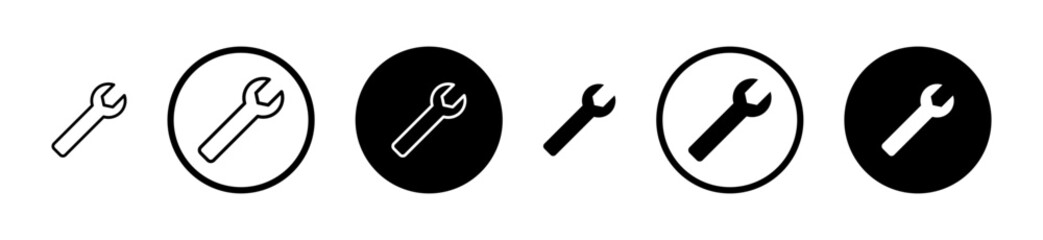 Mechanic spanner line icon set. Professional mechanical maintain tool sign suitable for apps and websites UI designs.