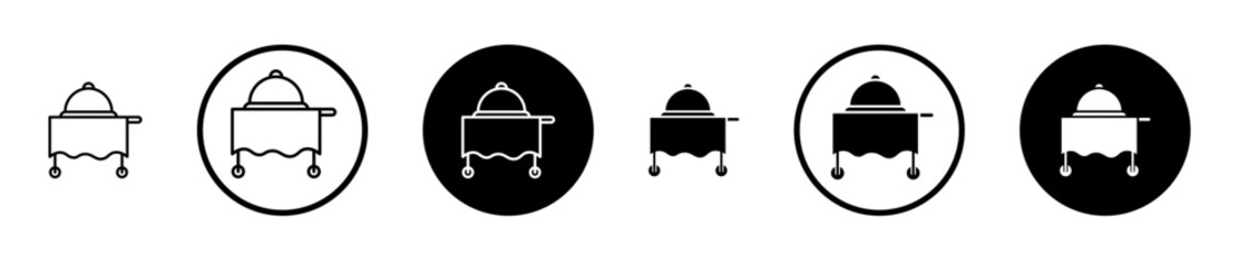 Hotel service line icon set. Hotel dinner gourmet tray line icon. Food catering serve sign suitable for apps and websites UI designs.