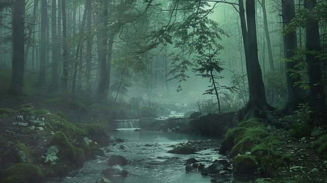 fog in the dark forest 