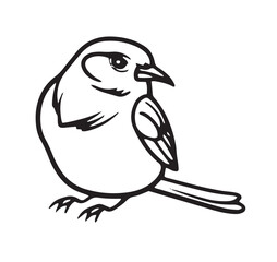 Monochrome Bird Vector Isolated Illustration