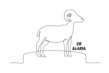 Goat. Eid al adha concept one-line drawing