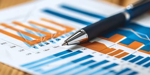 Fototapeta premium 3D Illustration of Financial Growth Charts and Graphs, Detailed Business Data Analysis Concept