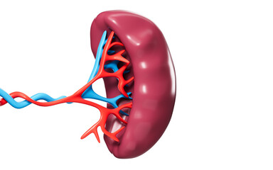 Human blood vessel and splenic organ model, 3d rendering.