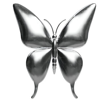 recommend clip art: 3d chrome metal: Butterfly 3
