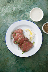 Traditional roast beef with truffle sauce