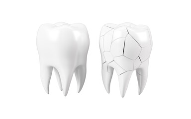 Human tooth model, tooth cracking, oral rehabilitation, 3d rendering.