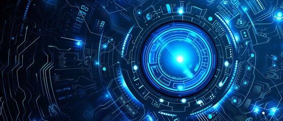 Futuristic abstract technology concept: circular high-tech design with integrated circuit board patterns - Vector illustration