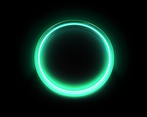 A glowing green circle on a black background.
