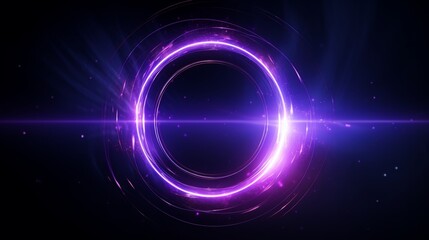An abstract glowing purple circle with a light streak.