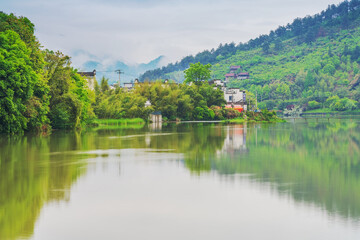 Ancient Towns, Ancient Buildings, and Rivers in the Mountainous Areas of Anhui Province, China