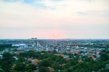 Surabaya city landscape, Surabaya is the second largest city in Indonesia, view of the Surabaya city, aerial view of a city, panorama of the city