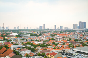 Surabaya city landscape, Surabaya is the second largest city in Indonesia, view of the Surabaya city, aerial view of a city, panorama of the city