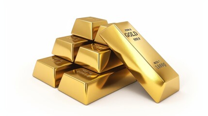 Gold bar stack isolated on white background