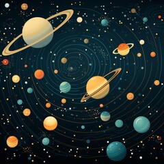 Fototapeta premium There are swirling patterns in the background that add to the mystical aura of the galaxy. The overall tone is fantastical and otherworldly, with bright colors contrasting against the dark backdrop.