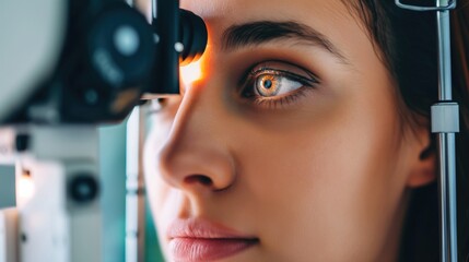Ophtalmologist visit with close up eye photo healthcare and sight health optics advertising AI...