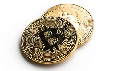 Digital currency exchange concept: bitcoin transactions and online payment systems - Secure cryptocurrency trading and financial technology isolated on white background