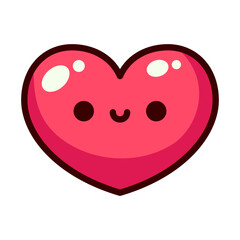 Cute Heart Icon in Cartoon Style. Isolated on white background. Clipping paths included.