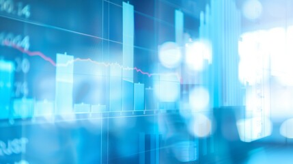 Obraz premium Abstract financial chart with graphical elements in blue color scheme symbolizing market trends.