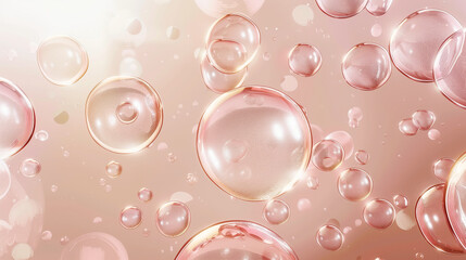 Elegant image of floating bubbles in a soft pink gradient background, giving a serene vibe.