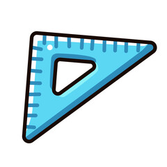 Blue Triangle Ruler Icon in Cartoon Style. Isolated on white background. Clipping paths included.