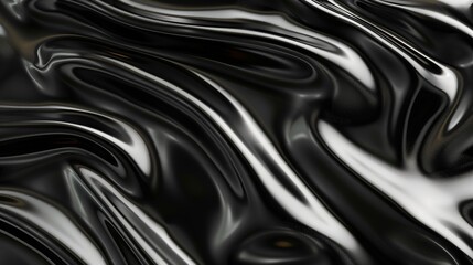 Abstract image showing a fluid, glossy black and white textured pattern, resembling molten metal or liquid.