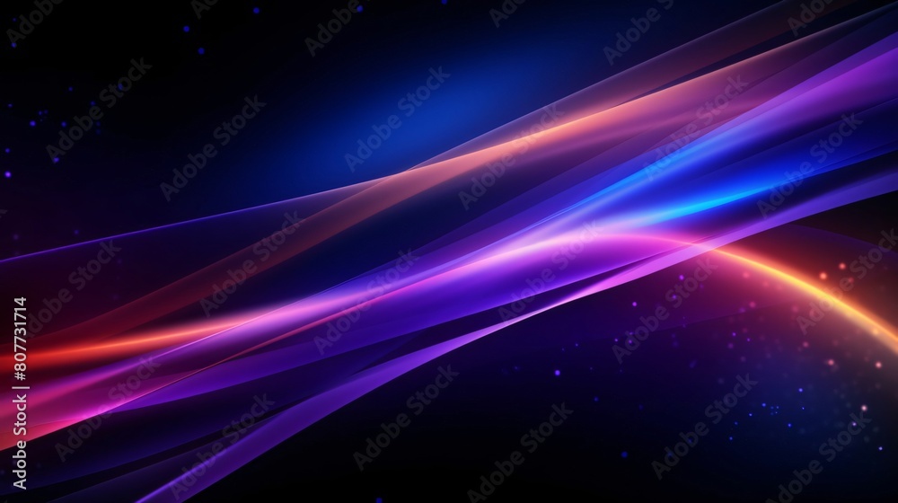 Aufkleber abstract background with colorful glowing light trails and glow effect on dark space