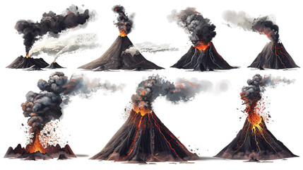 Set Volcanoes PNG Transparent Background