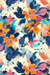 Lively Floral Background, Mix of Bold Colors