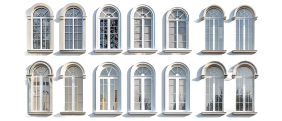 Set of designed windows PNG transparent background