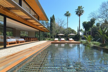Fototapeta premium beautiful garden buildings with a modern Japanese theme professional photography