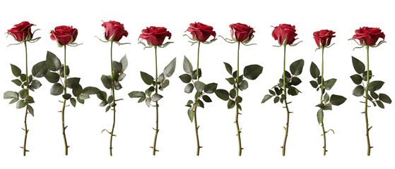 Set of red flowers PNG transparent background - Powered by Adobe