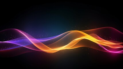 abstract background with colorful glowing light trails and glow effect on dark space