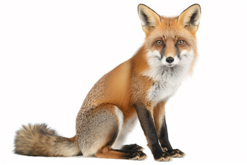 Portrait of a red fox against a white background
