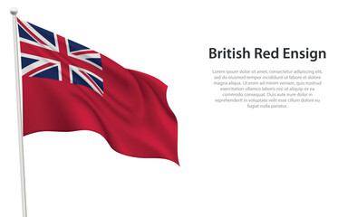 British Red Ensign Flag Waving on a White Background