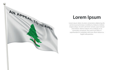 Pine Tree Flag Waving on a White Background
