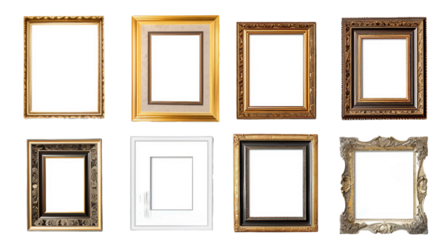 Set of different frames PNG transparent background