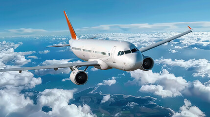 Obraz premium A civil aviation aircraft is flying in the clouds