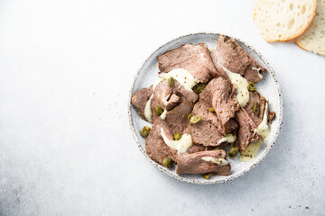 Traditional vitello tonnato with capers
