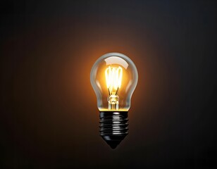 Glowing electric light bulb on a dark background