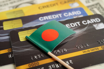 Bangladesh flag on credit card, finance economy trading shopping online business.