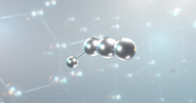 Isocyanic acid rotating 3d molecule, molecular structure of hydracid, seamless video