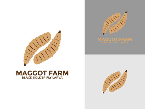 Black Solder Fly Larva Farm logo vector, Maggot Farm , larvae farm logo icon template