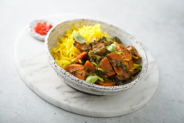 Spicy Basmati rice with vegan curry