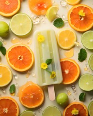 popsicles on fruit background